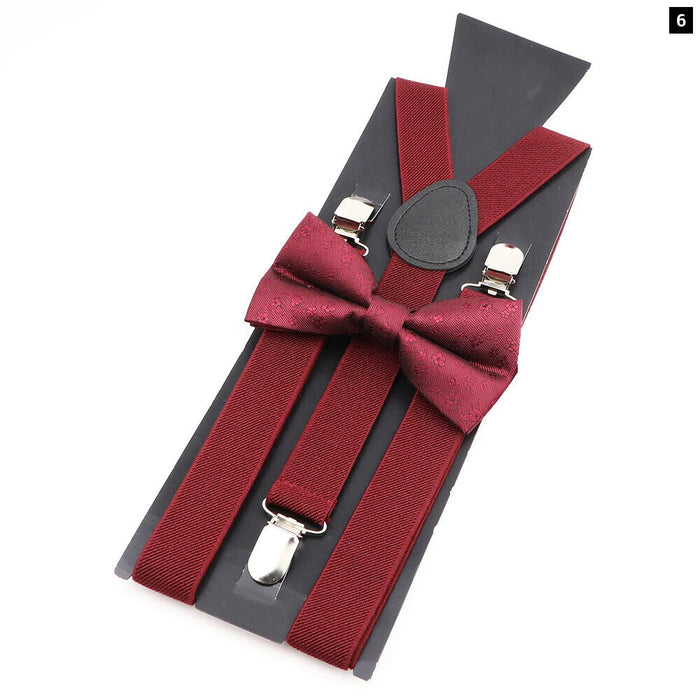 Plaid Bowtie Suspenders Set For Weddings