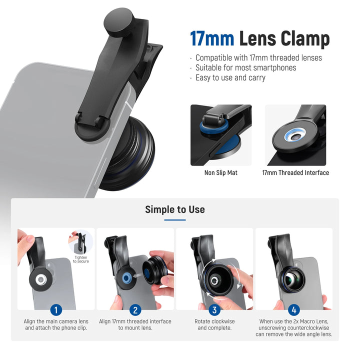 2 In 1 Smartphone Lens Kit 0.75X Wide Angle & 2X Macro For Iphone Samsung Android