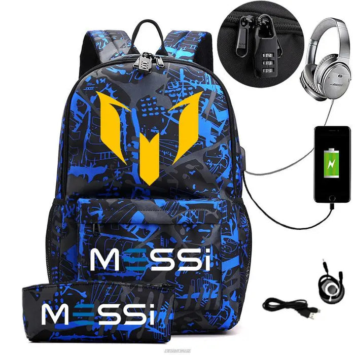 Unisex Messi 16 Inch Laptop Oxford School Bag