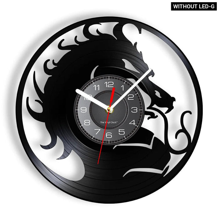 Yin Yang Dragon Vinyl Record Wall Clock