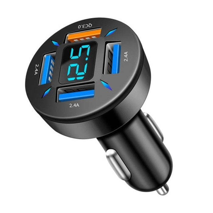 Car Charger Quick Charge Cigarette Lighter Adapter 4 Port USB A USB C Fast Charging Phone Charger for iPhone Xiaomi