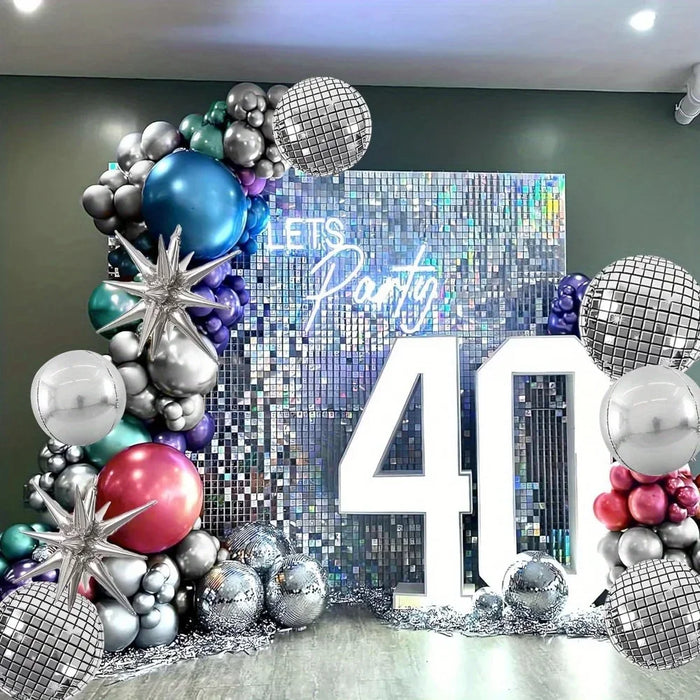 136Pcs Disco Ball Balloon Arch Kit For Bachelors Cocktail Parties Proms And Summer Parties Graduations Holiday Decorations