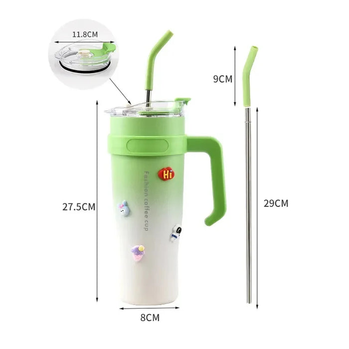 1.2 Litre Stainless Steel Vacuum Flask With Straw And Handle