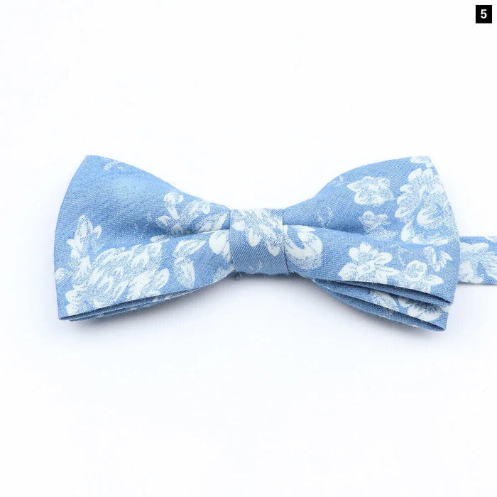 Colourful Floral Bow Ties Fashion Cotton Print For Mens Wedding And Business Suits