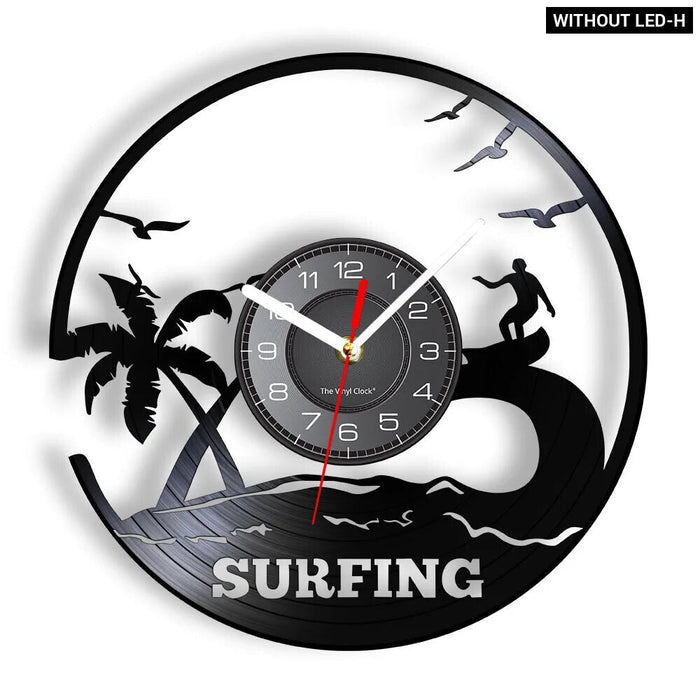 Surfing Vinyl Record Wall Clock