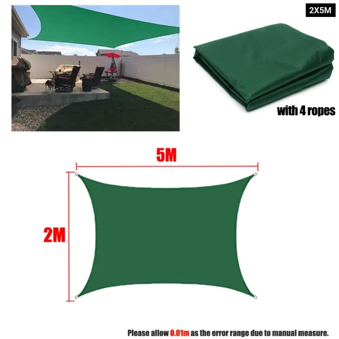 Darkgreen 420D Waterproof Shade Sail Square Rectangle Sunshade Garden Terrace Canopy Swimming Sunshade Awning