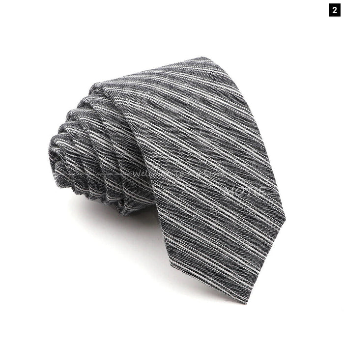 Classic Striped Cotton Necktie For Business And Weddings