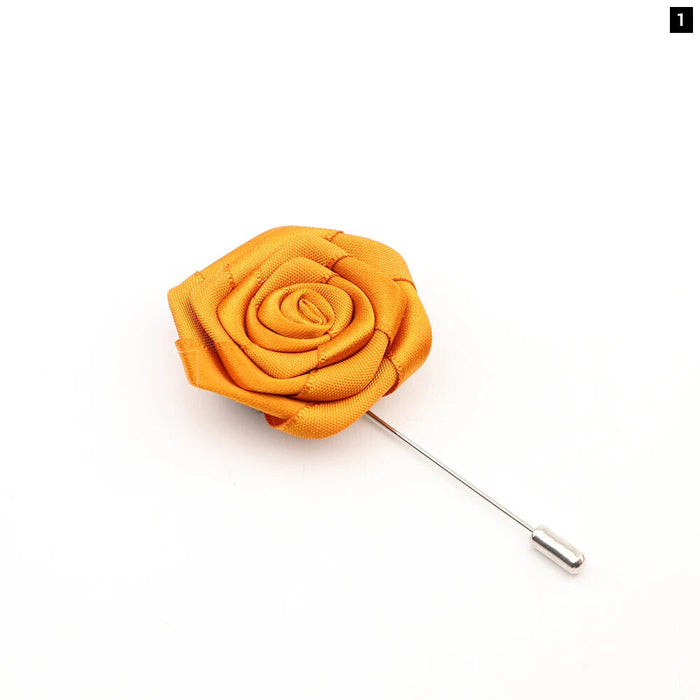 Handmade Fabric Flower Brooch 34 Colours Wedding Suit Accessory