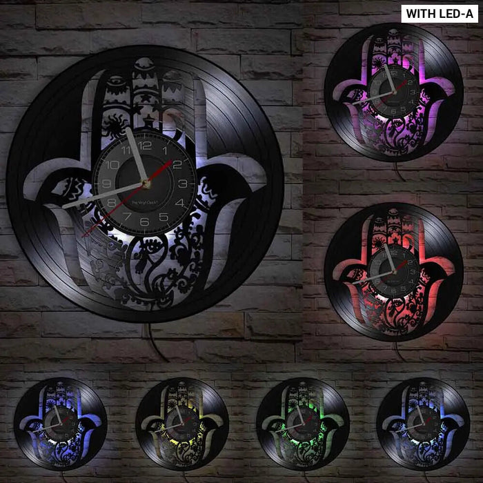 Hand Of Hamsa Vinyl Record Wall Clock