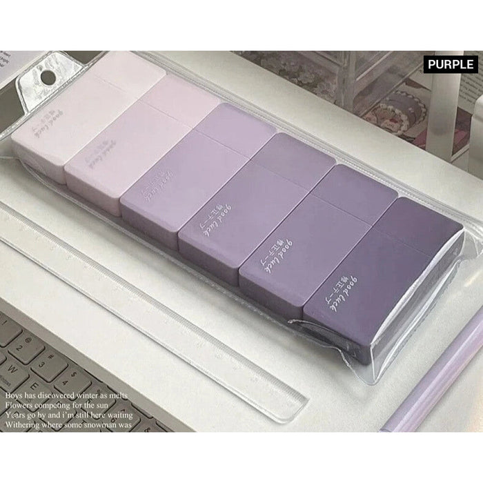 6 Piece Gradient Purple White Correction Tape Set Kawaii Design