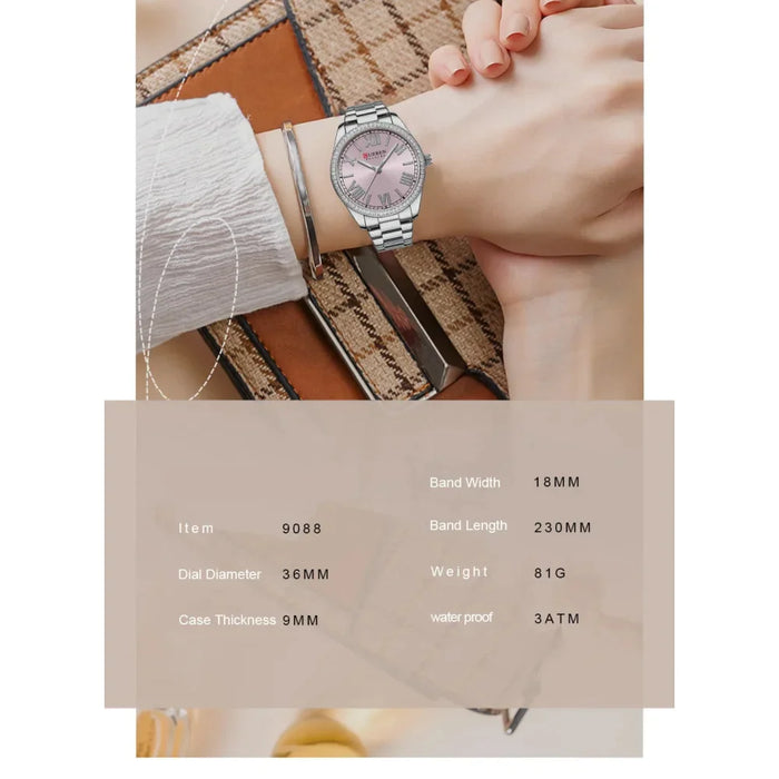 Stainless Steel Charming Thin Quartz Rose Watches For Women