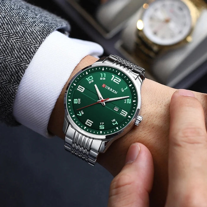 Stainless Steel Quartz Watches Casual Business Wristwatches For Men Luminous Hands Clock