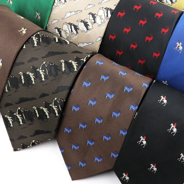 Horseback Riding Neckties Brown Polyester Ties For Men