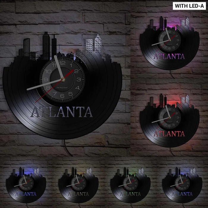 Atlanta Skyline Vinyl Record Clock