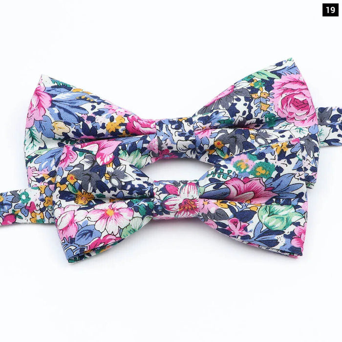 Colourful Floral Bow Ties Fashionable Cotton For Weddings And Parties