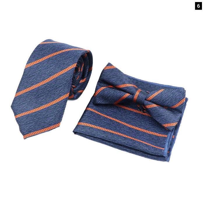 Classic Paisley Striped Necktie Set Mens Fashion Accessory