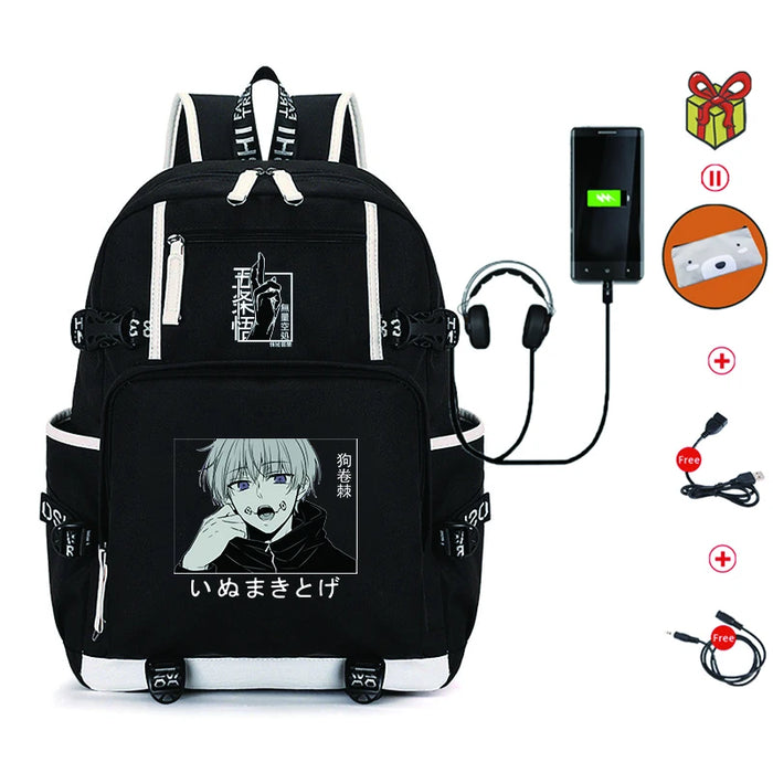 Unisex Anime Jujutsu Kaisen School Multifunction USB Charging Backpack