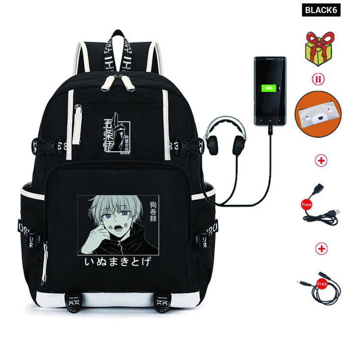 Unisex Anime Jujutsu Kaisen School Multifunction USB Charging Backpack