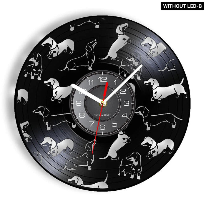 Retro Dachshund Vinyl Record Wall Clock