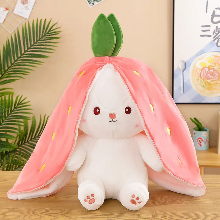 25Cm Transform Strawberry Rabbit Plush Toy For Kids