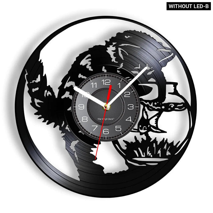 Real Vinyl Record Cat Fishbowl Wall Clock