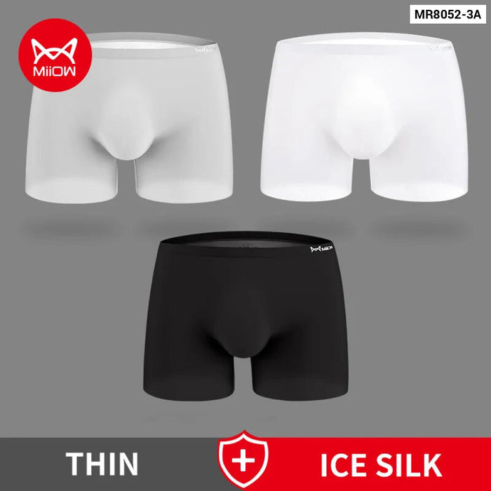 3 Piece Antibacterial Ice Silk Boxer Set For Men