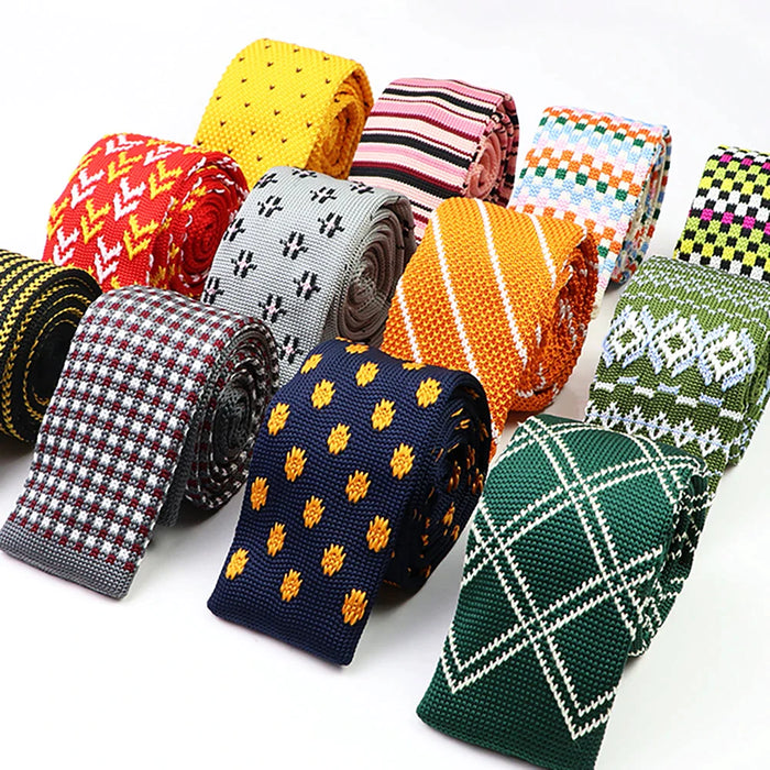 Classic Knit Neck Ties Plaid Dots 6Cm Width Business And Wedding