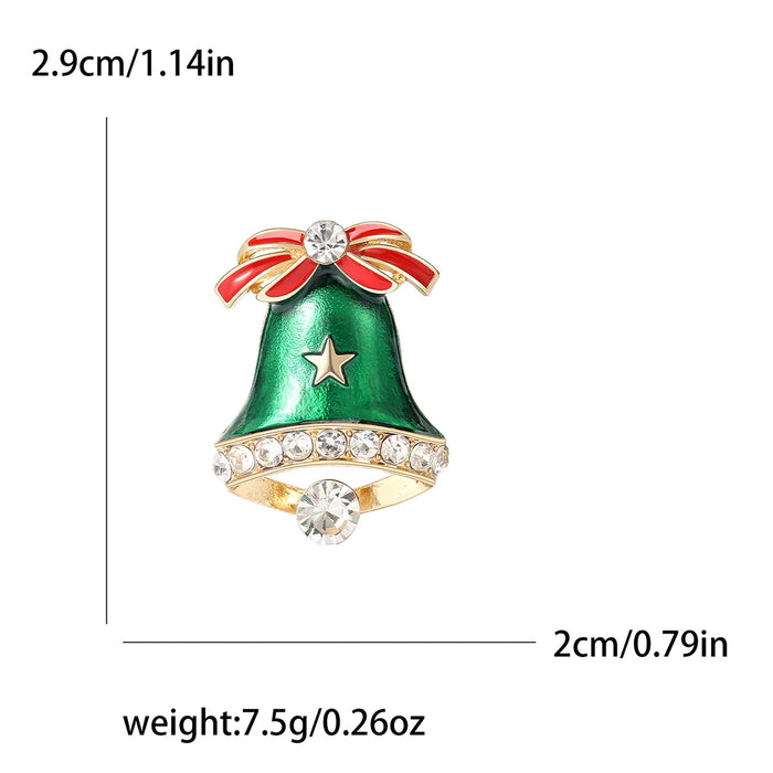 Christmas Bell Lapel Pin Green Enamel