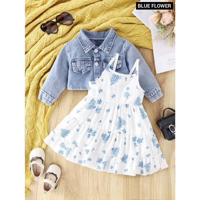 Baby Denim Coat Slip Skirt Set