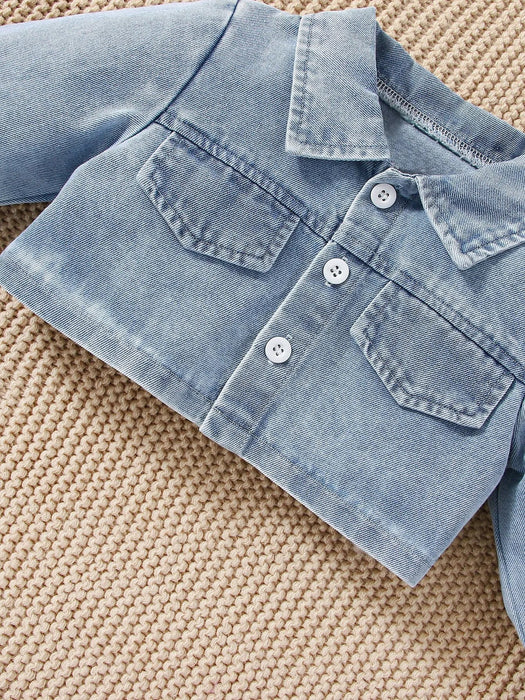 Baby Denim Coat Slip Skirt Set