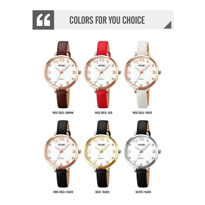 Women's PU Band Leather Casual Analog Display Quartz 3ATM 30M Water Resistant Wristwatch