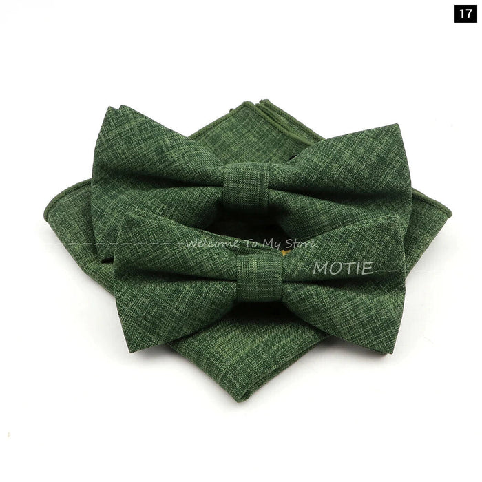 Classic Bowtie Set With Handkerchief Cufflink And Brooch