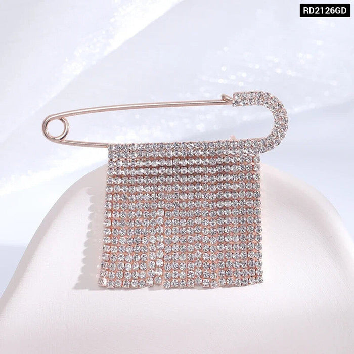 Rhinestone Tassel Brooch Korean Fashion Bow Tie Lapel Pin For Women