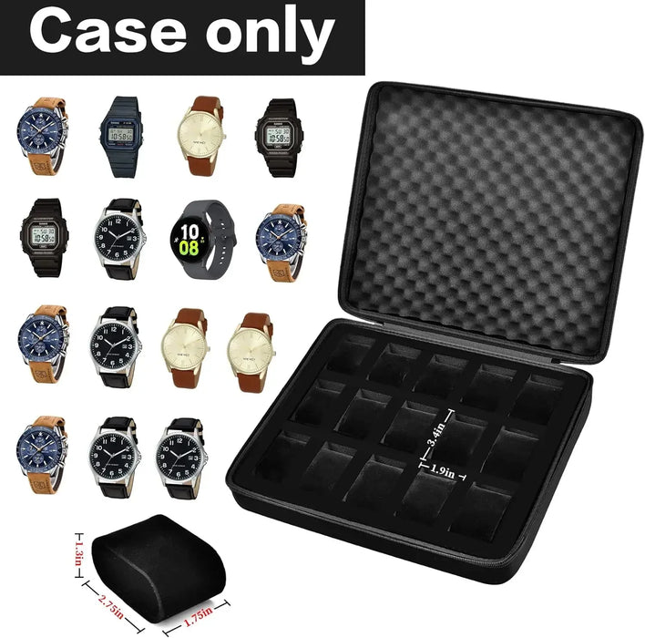 15 Slot Watch Box For Men Fits Wristwatches Smart Watches Up To 42Mm