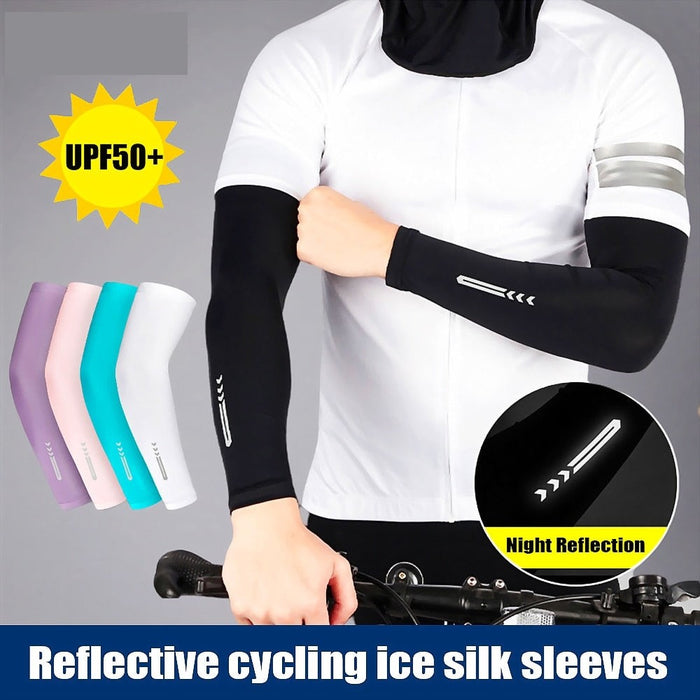 1 Pair Anti-UV Ice Cooling Reflective Arm Sleeves for Running Jogging