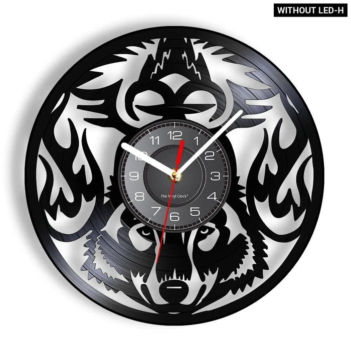 Wolf Howling Moon Vinyl Record Wall Clock