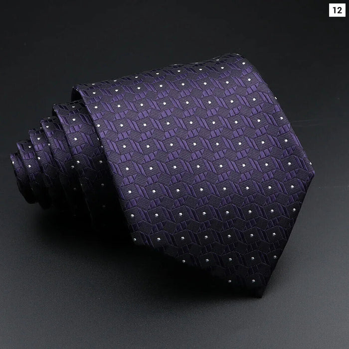 Mens Jacquard Tie 8Cm Striped Paisley Plaid For Business Weddings And Daily Wear