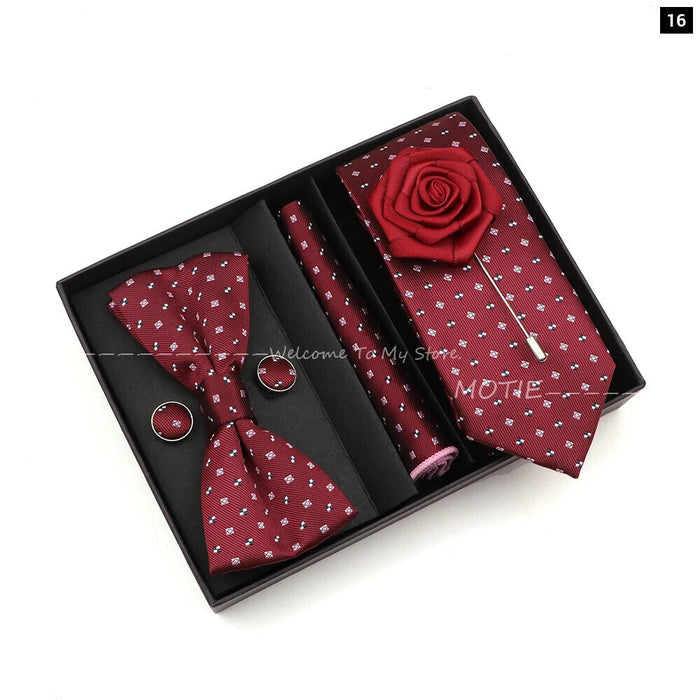 Floral Tie Set Novelty Design With Box For Parties And Business