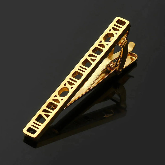 Golden Black Necktie Clip Classic Mens Accessory