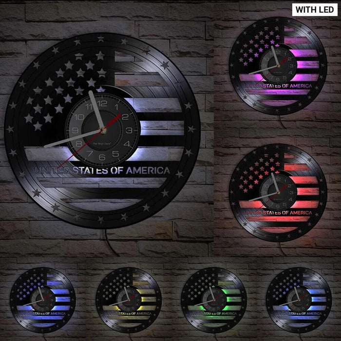 Usa Flag Vinyl Record Clock