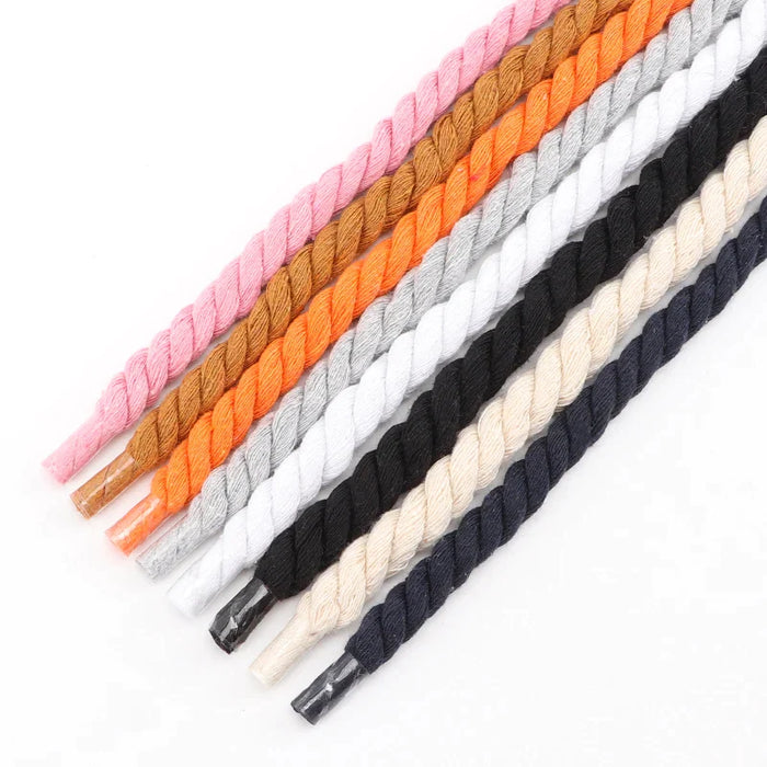 Colourful 1Cm Thicker Cotton Running Sneakers Shoe Laces 1Pair 100/120/140Cm Length