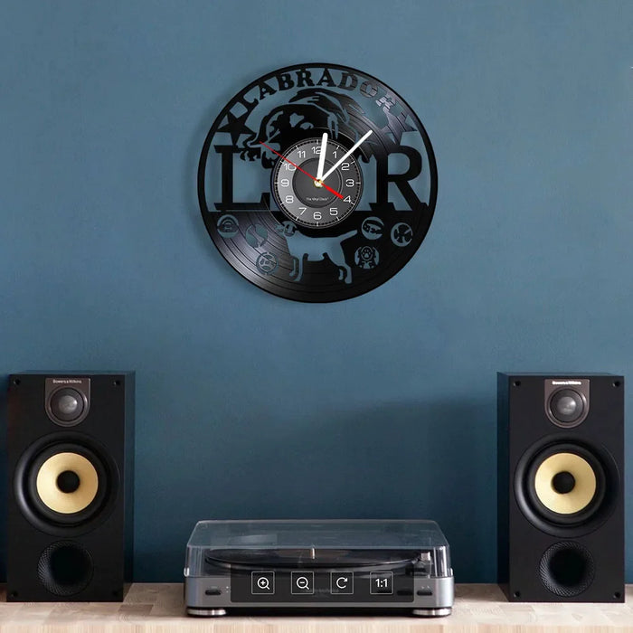 Labrador And Golden Retriever Vinyl Record Wall Clock