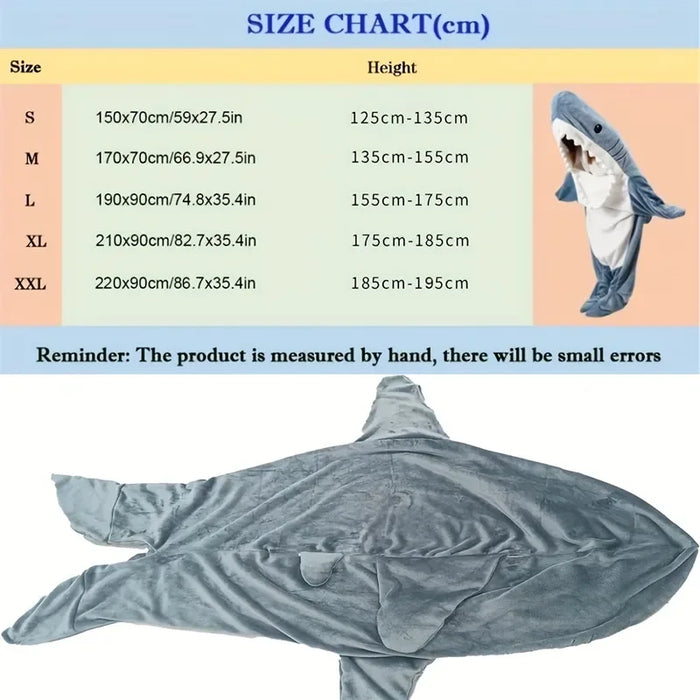 Adult Shark Blanket Winter Wearable Hooded Onesie For Slumber Party