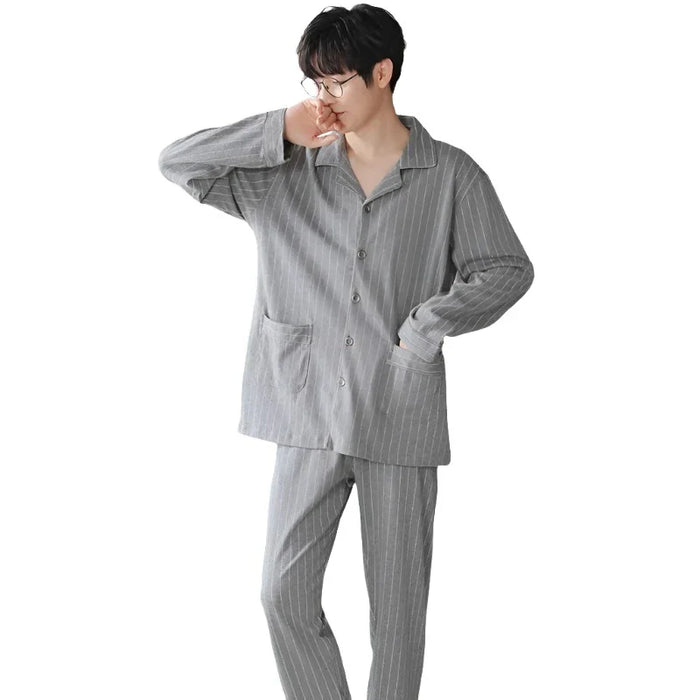 Comfy Cotton Mens Pajamas With Long Sleeves