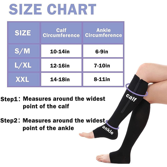 2Pcs/Pair Zipper Compression Skin Protection Open Toe Socks for Men Women