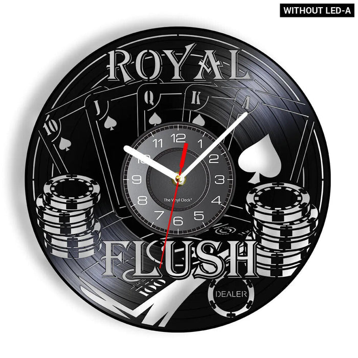 Poker Royal Flush Vinyl Record Wall Clock