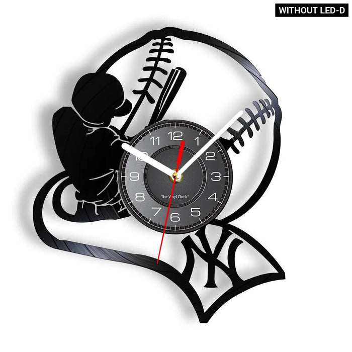 Baseball Hitter And Catcher Vinyl Record Wall Clock