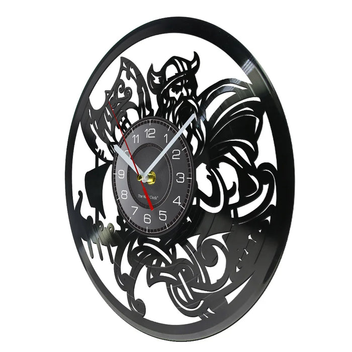 Scandinavian Viking Wall Clock With Norse Symbols