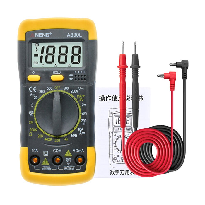 A830L LCD Digital Multimeter AC DC Voltage Diode with Buzzer Function Freguency Multitester Current Tester Luminous Display