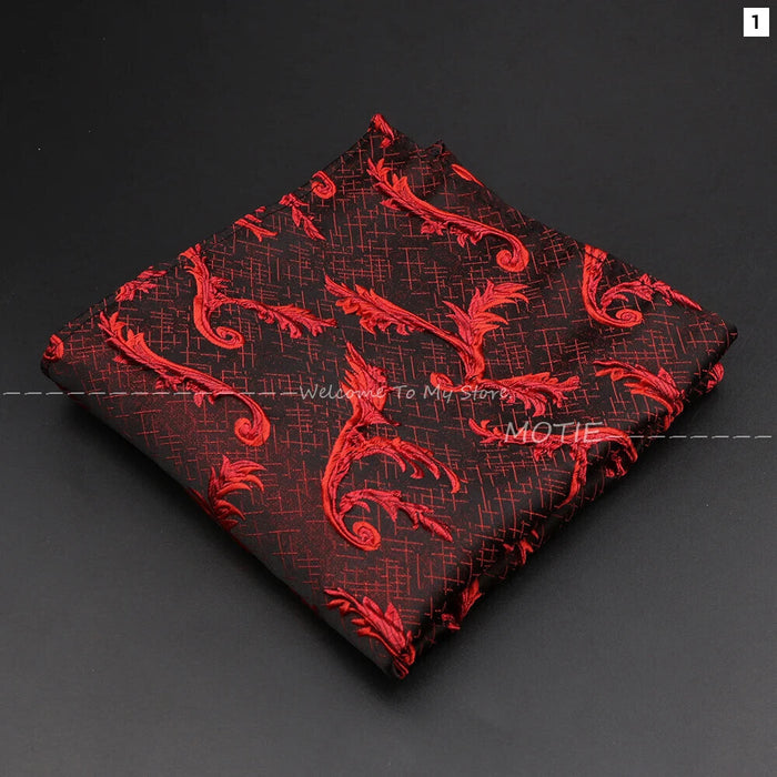 Classic Black Red Hanky Pocket Squared Mens Business Wedding Accessory